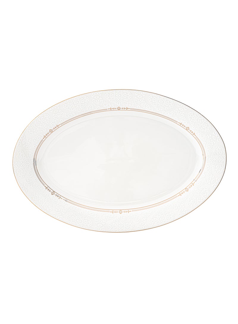Shallow ISLA New Bone China Oval Platter 36 cm – Large White Serving Platter for Hosting & Festive Dining, Elegant Tableware for Daily Use, Brunch, Ramadan, Eid, Diwali & Gifting - Image 1