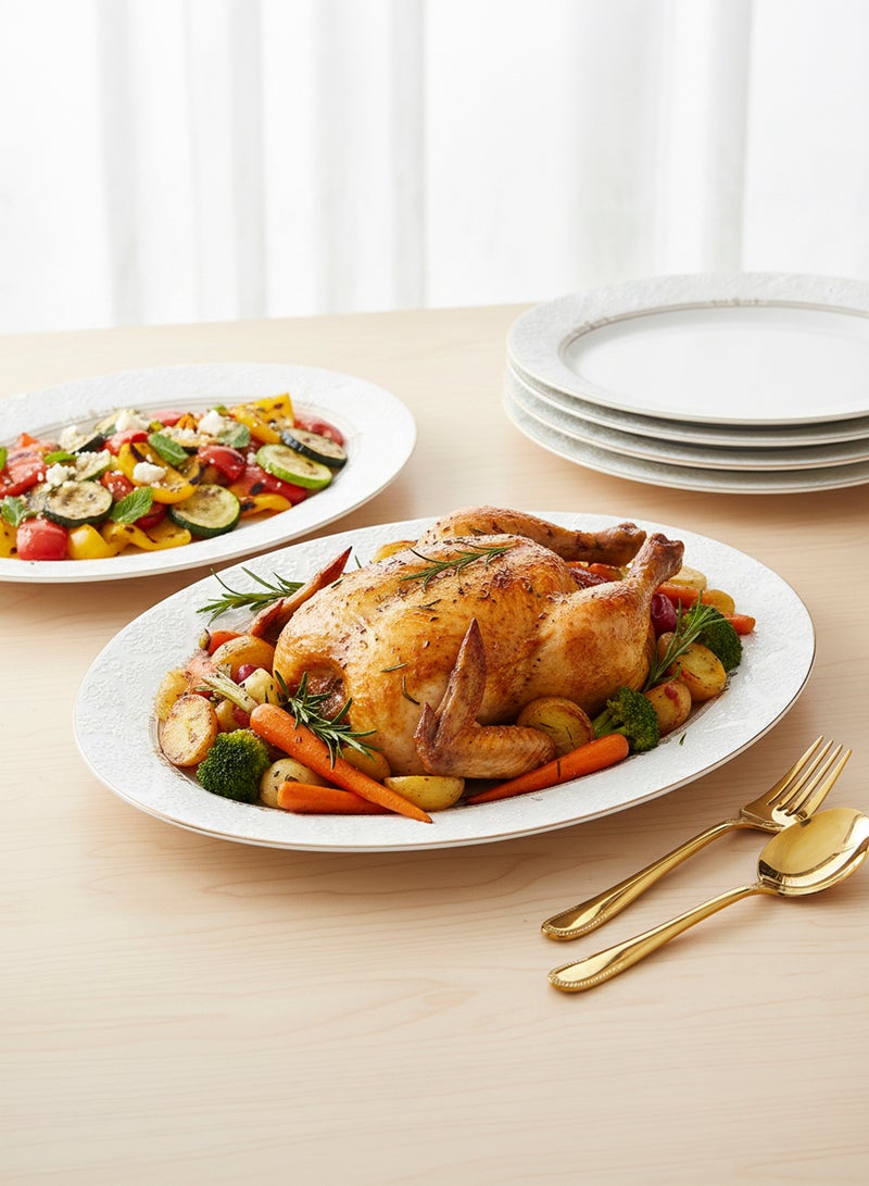 Shallow ISLA New Bone China Oval Platter 36 cm – Large White Serving Platter for Hosting & Festive Dining, Elegant Tableware for Daily Use, Brunch, Ramadan, Eid, Diwali & Gifting - Image 2