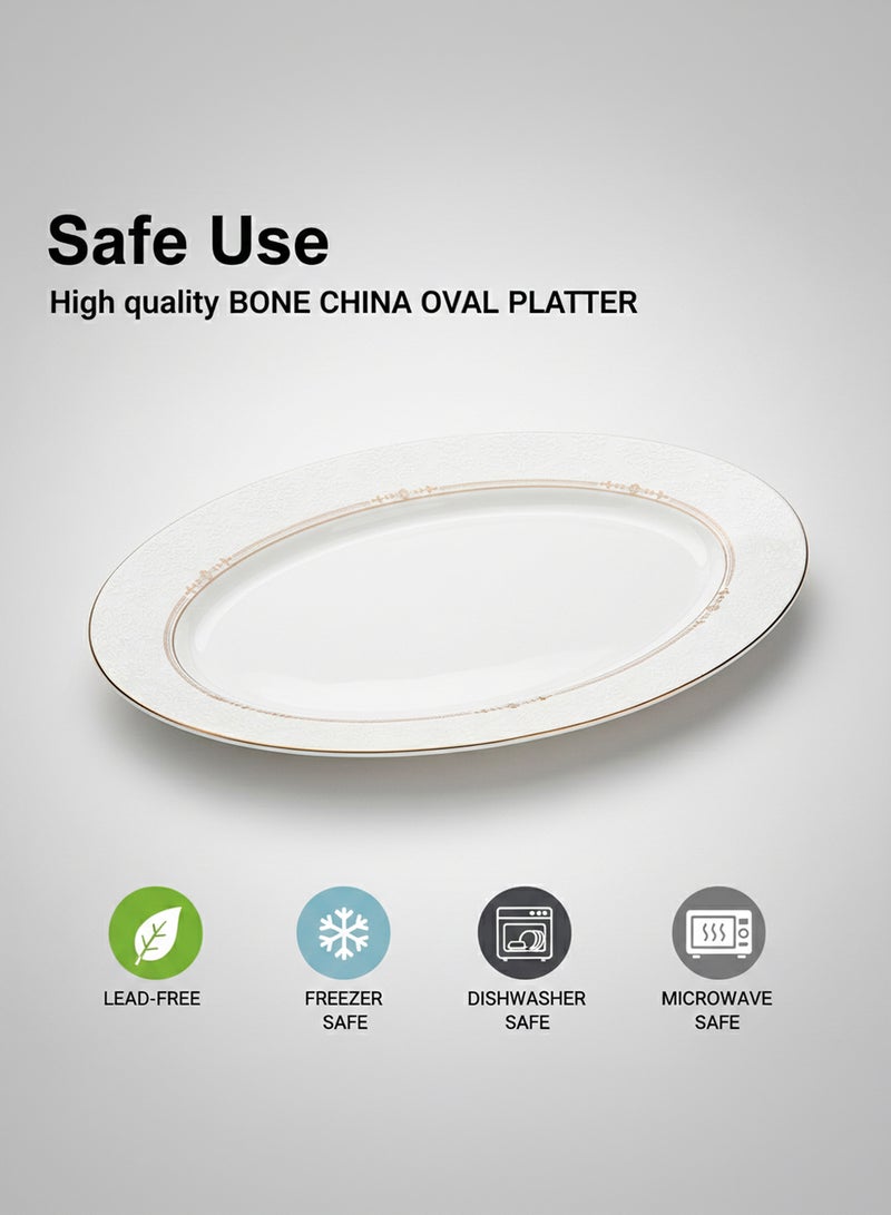 Shallow ISLA New Bone China Oval Platter 36 cm – Large White Serving Platter for Hosting & Festive Dining, Elegant Tableware for Daily Use, Brunch, Ramadan, Eid, Diwali & Gifting - Image 5