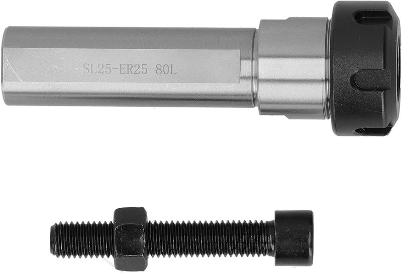 Collet Chuck Holder Straight Shank, CNC Lathe Machine Tapping Tool, ER25 80mm Length with Through - Cooling Hole and Hex Nut for Secure Clamping - Image 1