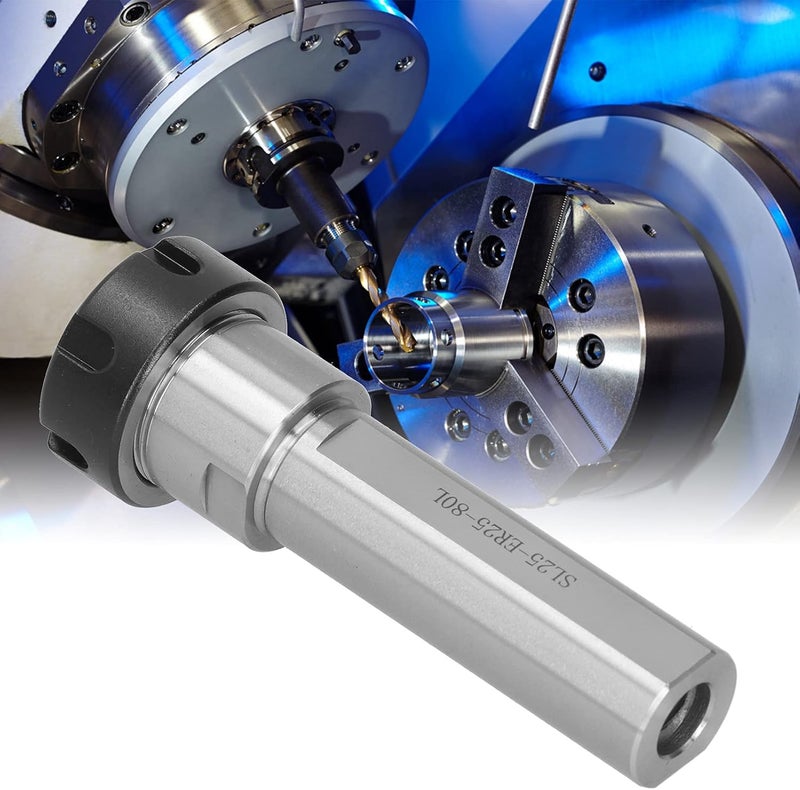 Collet Chuck Holder Straight Shank, CNC Lathe Machine Tapping Tool, ER25 80mm Length with Through - Cooling Hole and Hex Nut for Secure Clamping - Image 5
