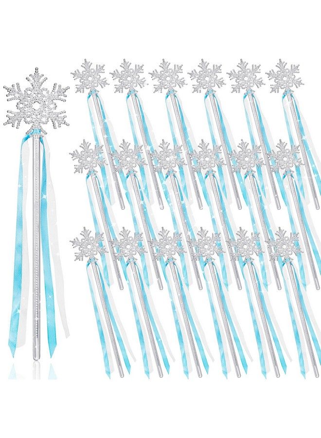 Gejoy 12 Pieces Frozen Snowflake Wand Silver Snowflake Magic Wand Snowflake Theme Winter Wand Princess Wand - Image 1