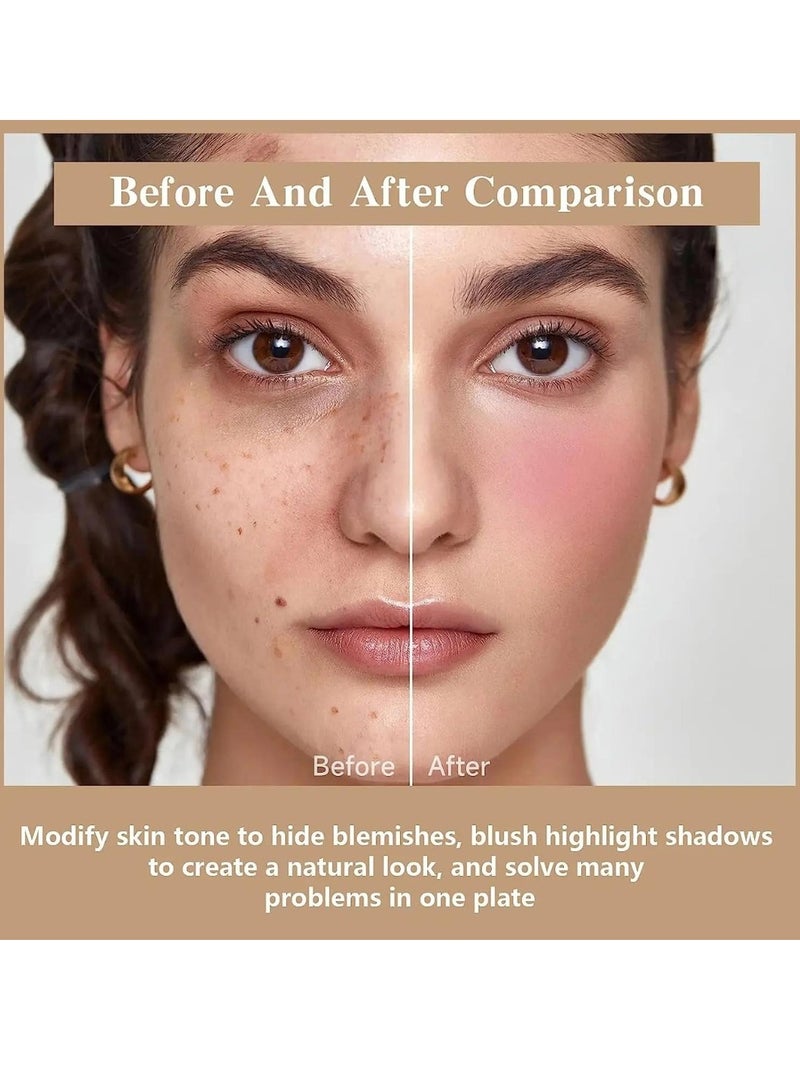 12 Colors Ultra HD Face Foundation Palette Compact Cream Powder Blush Cheek Blusher Makeup Palette Contouring Kit Pressed Cream Blush and Contour Palette 05