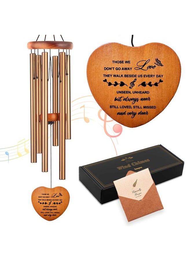 Soopau Sympathy Gifts for Loss of Loved One, Memorial Wind Chimes, Funeral Bereavement Gifts Baskets, Windchimes in Memory of a Loved One Mom Dad Husband Brother - Golden - Image 1