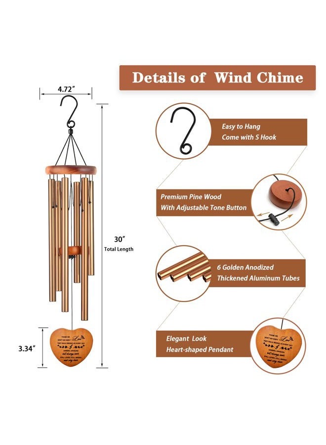 Soopau Sympathy Gifts for Loss of Loved One, Memorial Wind Chimes, Funeral Bereavement Gifts Baskets, Windchimes in Memory of a Loved One Mom Dad Husband Brother - Golden - Image 5