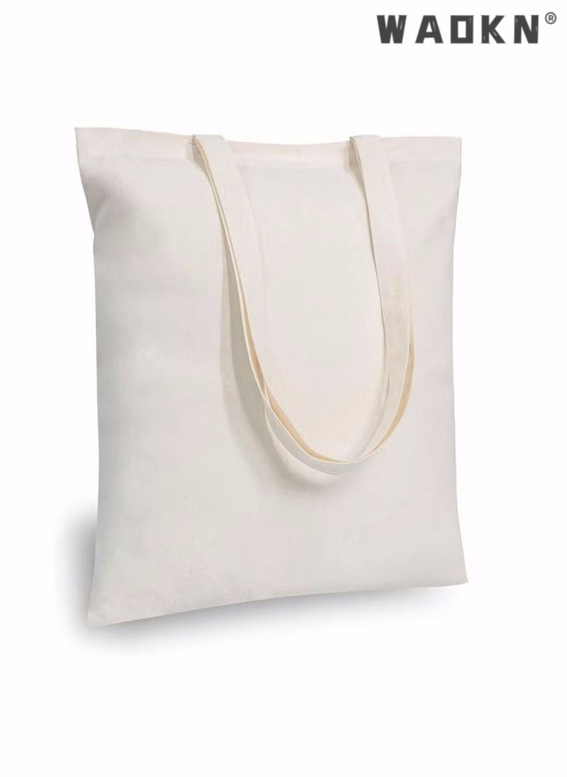 WAOKN Economical Cotton Tote Bag, Lightweight Medium Reusable Grocery Shopping Cloth Bags, Suitable for DIY, Advertising, Promotion, Gift, Giveaway, Activity (Beige)  - Image 1