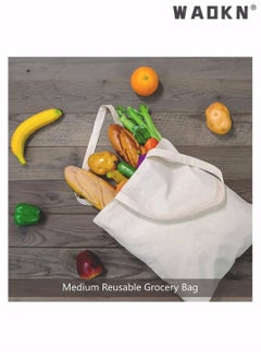 WAOKN Economical Cotton Tote Bag, Lightweight Medium Reusable Grocery Shopping Cloth Bags, Suitable for DIY, Advertising, Promotion, Gift, Giveaway, Activity (Beige)  - Image 2
