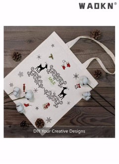 WAOKN Economical Cotton Tote Bag, Lightweight Medium Reusable Grocery Shopping Cloth Bags, Suitable for DIY, Advertising, Promotion, Gift, Giveaway, Activity (Beige)  - Image 3