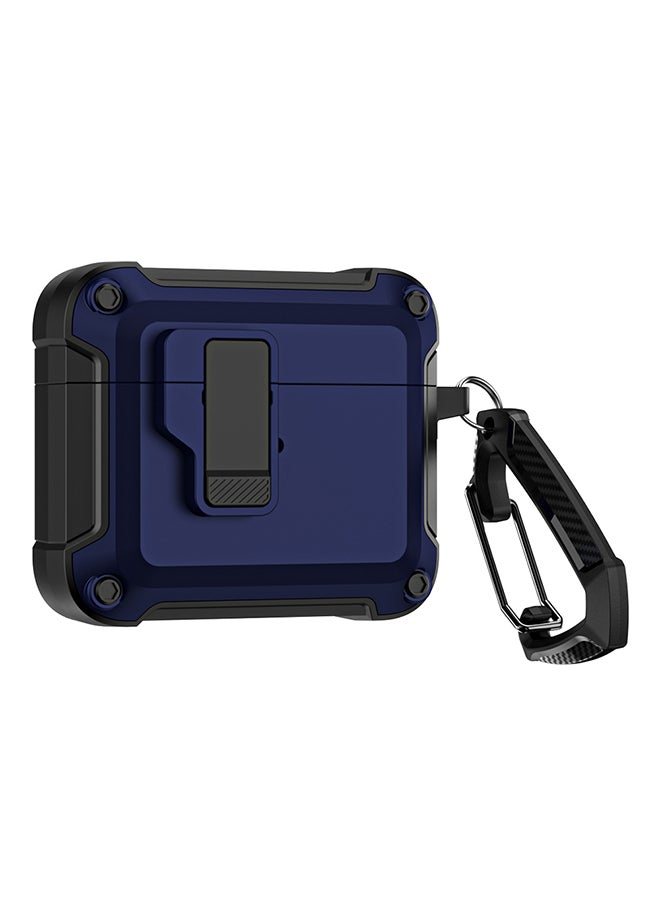 O Ozone - For AirPods 4 Case Cover (2024) ,Rugged Armor Shockproof Hard Shell Protection Case with Secure Lock Clip Case Cover With Keychain- Dark Blue - Image 1