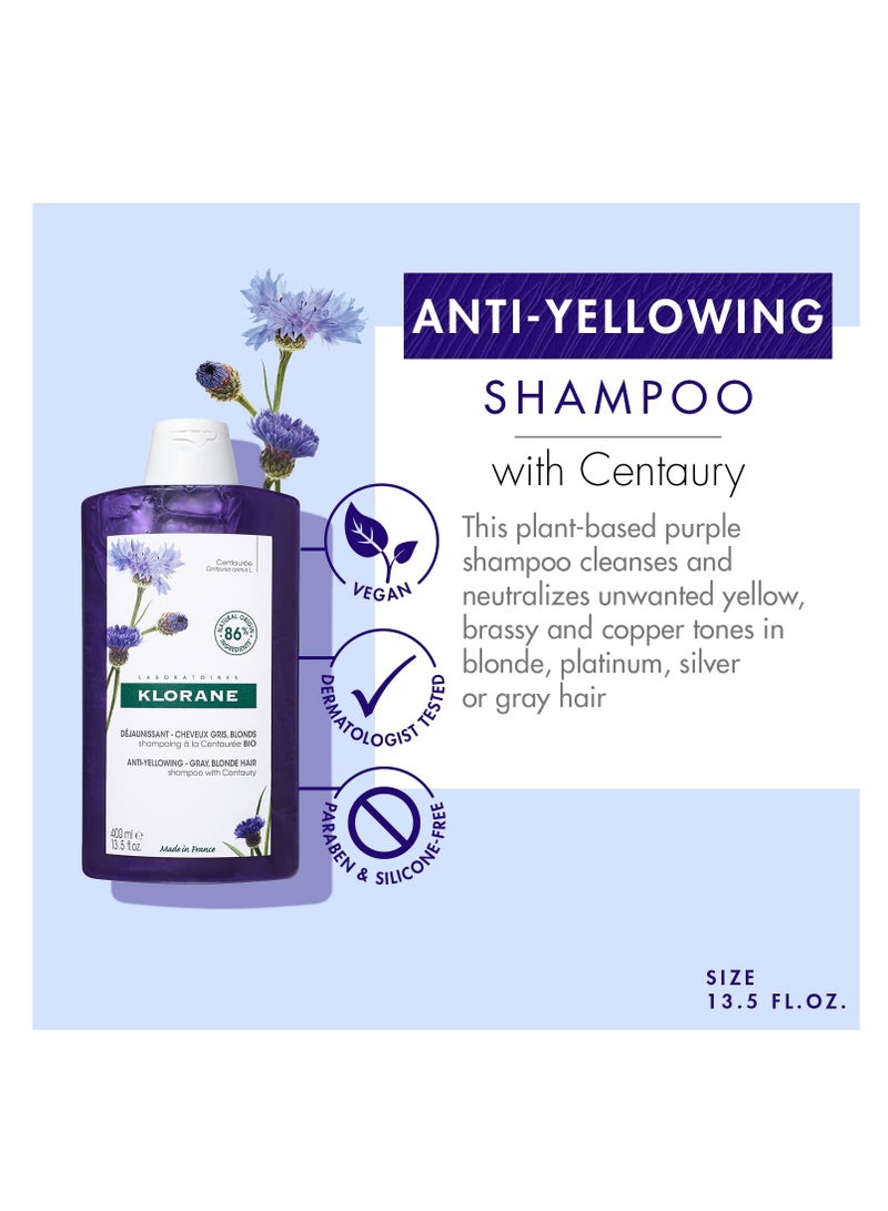 Klorane Klorane Plant-Based Purple Shampoo with Centaury, Brightens Blonde, Platinum, Silver, Gray or White Hair, Neutralizes Unwanted Yellow and Copper Tones, Paraben, Silicone and Sulfate Free - Image 2