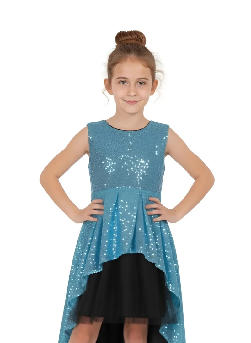 دىدانيالا فستان سيرا أزرق لامع مع فيونكة من دانييلا