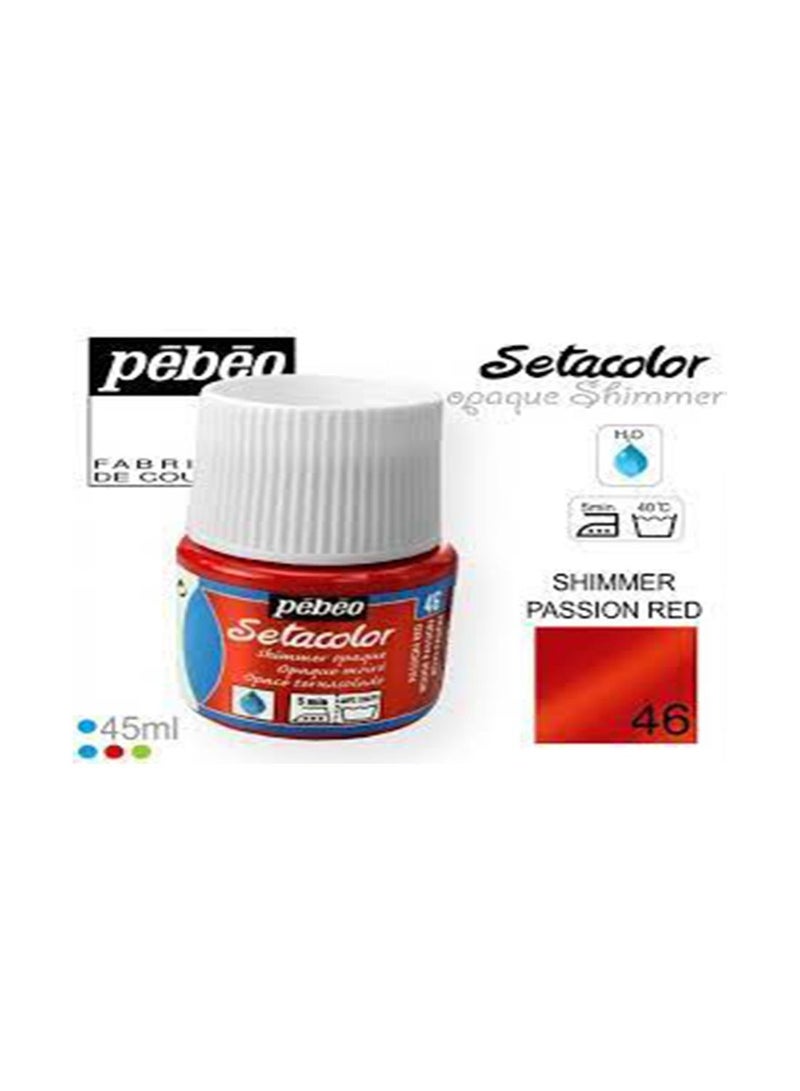 Pebeo Setacolor Opaque Fabric Paint 45 ml Shimmer Passion Red - Image 2