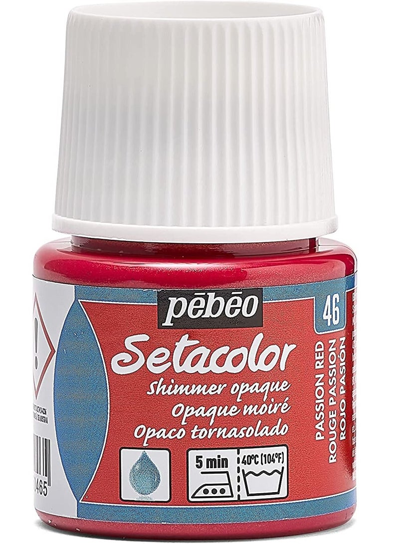 Pebeo Setacolor Opaque Fabric Paint 45 ml Shimmer Passion Red - Image 1