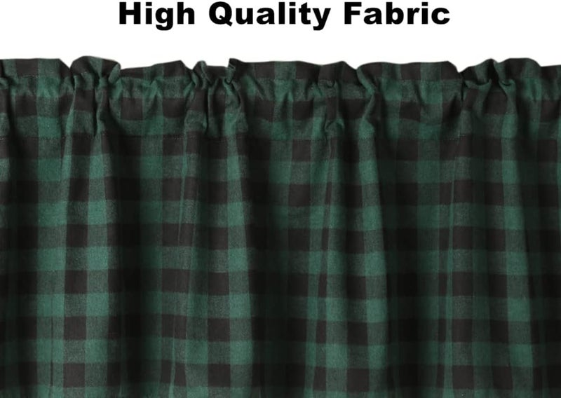 WOSIBO 2 Pack Buffalo Check Plaid Cotton Window Valances Blue and White Farmhouse Design Window Treatment Lined Decor Curtains Rod Pocket Valances for Kitchen/Living Room 16" x 56" (Blue and White) - Image 4