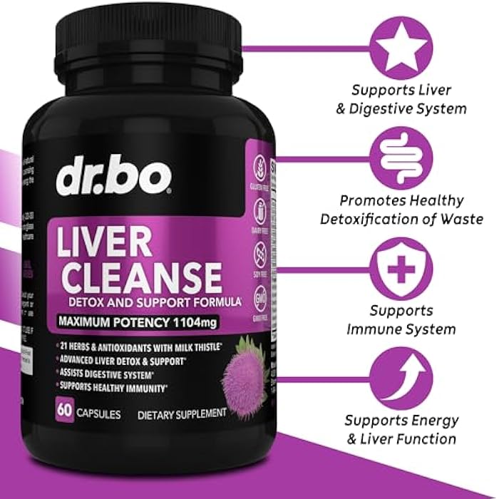 dr.bo Liver Cleanse Detox Support Supplement - Complete Health Repair Pills with Artichoke, Berberine, Turmeric Herbs - Aid Gallbladder Care Formula Capsules & Natural Milk Thistle Dandelion Supplements - Image 2