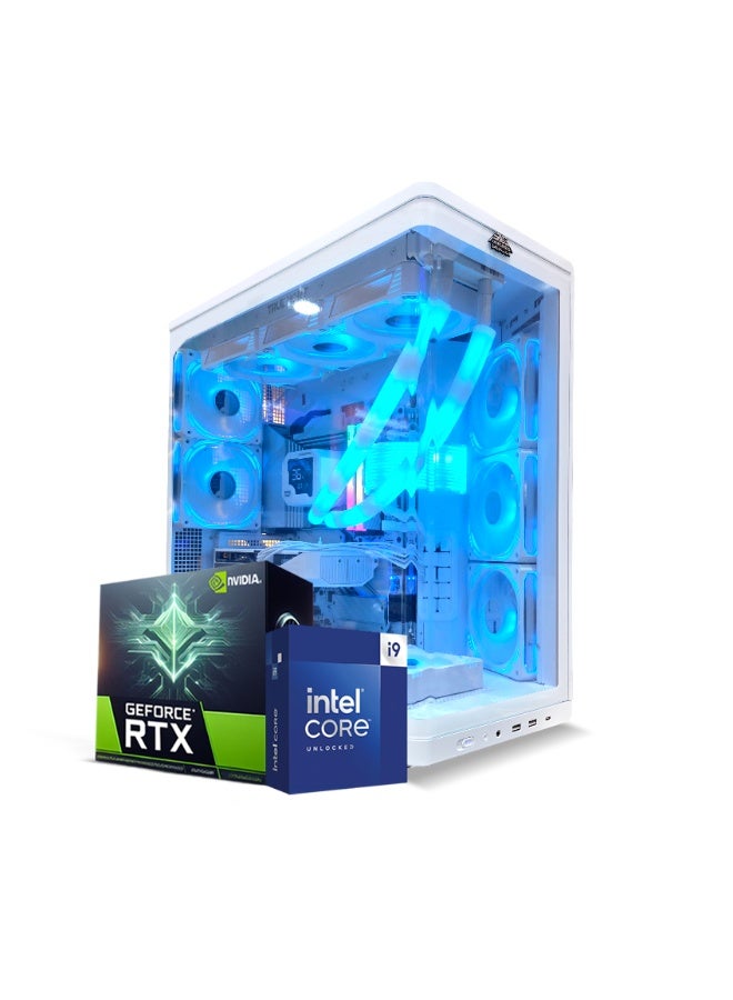 Arab Gamers Sentinel Prism White Gaming PC,  Intel Core i9-14900KF Processor (CPU) | RTX 5080 Graphics Card (GPU) | 32GB RAM Memory | 1TB SSD Storage | Windows 11 Pro | RGB Gaming Case - Image 1