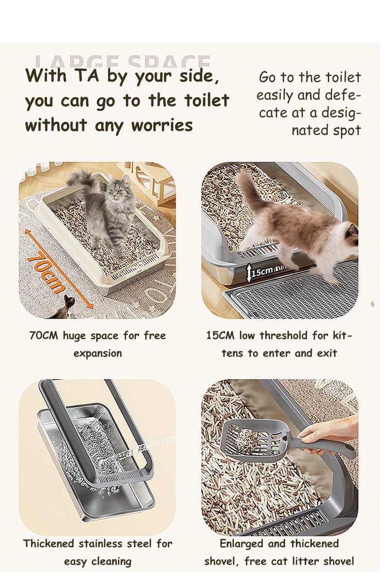 كيدل كبيرة من الفولاذ المقاوم للصدأ القط القمامة مربع ، وسهلة التنظيف ، ومناسبة كبيرة ومتعددة القط القمامة مربع القط القمامة صينية - Image 5