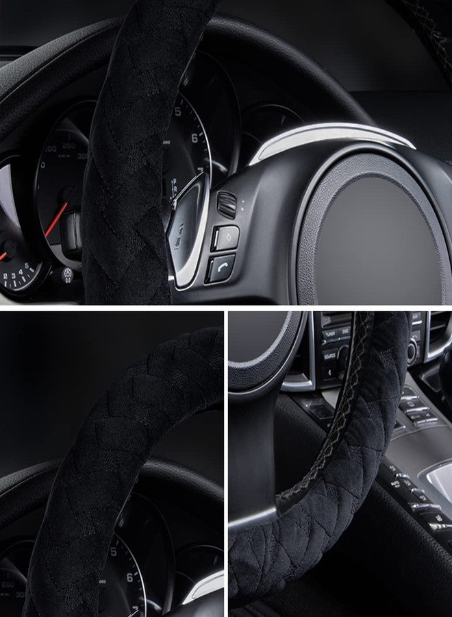 Flying Banner car Steering Wheel Cover Gel Massage Velvet Cool Warm Universal Size 15 inches SUV Truck Anti Slip Odorless Summer Winter (Black, Velvet Massage) - Image 4