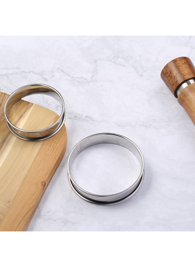 Stainless Steel Tower Ring Pizza Topping Ring Double Curling Round Biscuit Mould Tower Mould Cake Tart Mould Muffin Mould-Specifications:small Size Tower Ring - Image 5