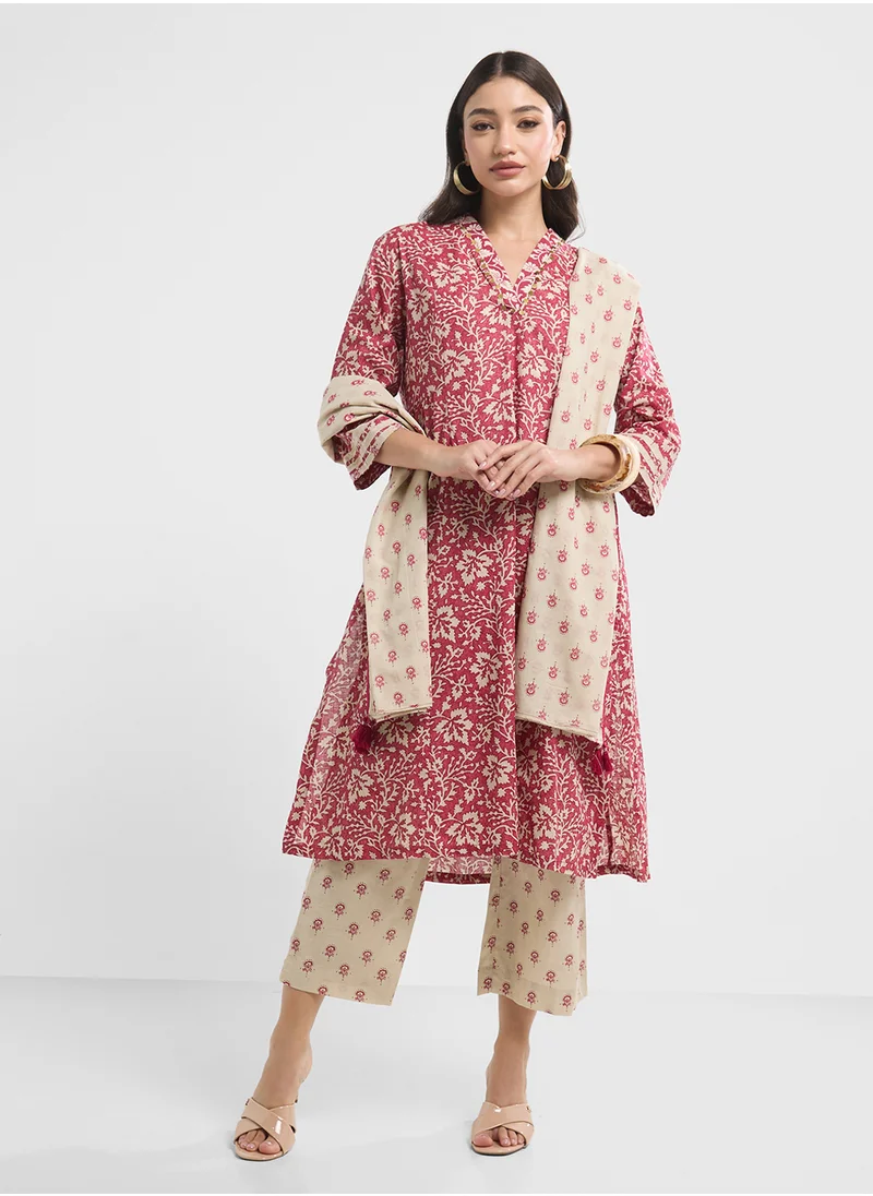 Biba Printed Kurta & Palazzo Set
