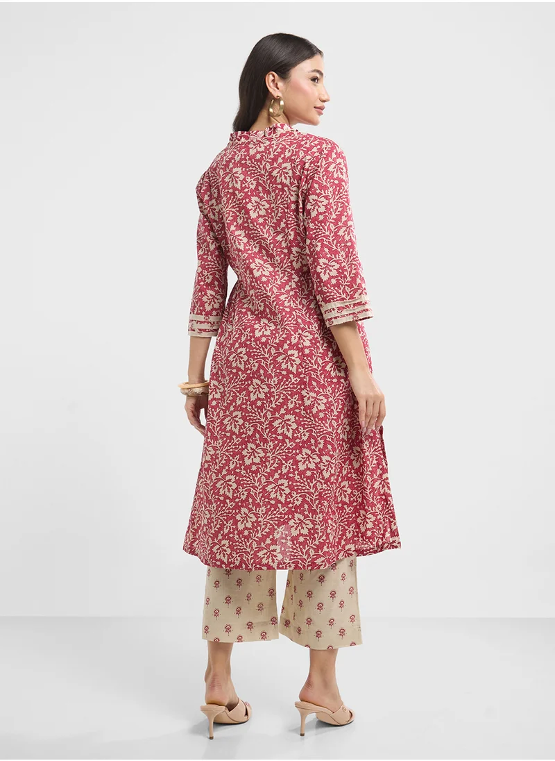 Biba Printed Kurta & Palazzo Set