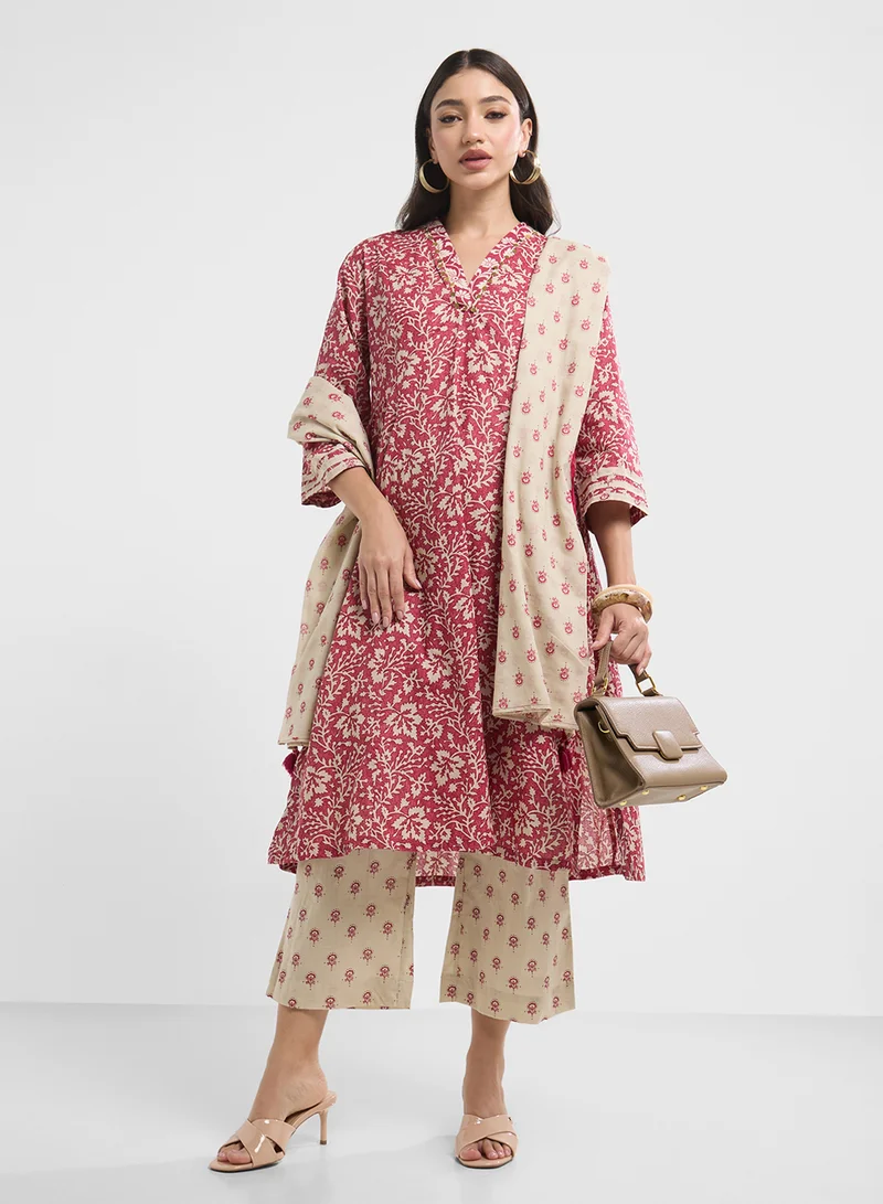Biba Printed Kurta & Palazzo Set