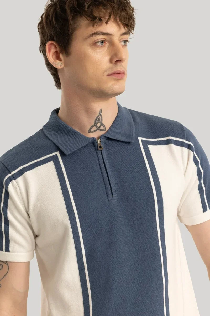 SNITCH Niels Blue Knitted Polo T-Shirt