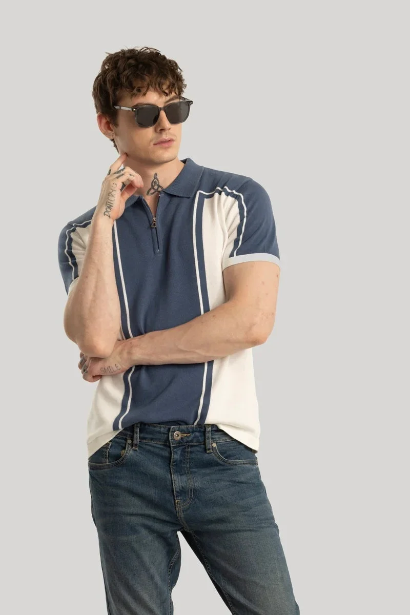 سنيتش تيشيرت بولو محبوك أزرق نيلز