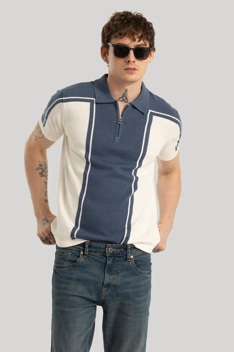 SNITCH Niels Blue Knitted Polo T-Shirt