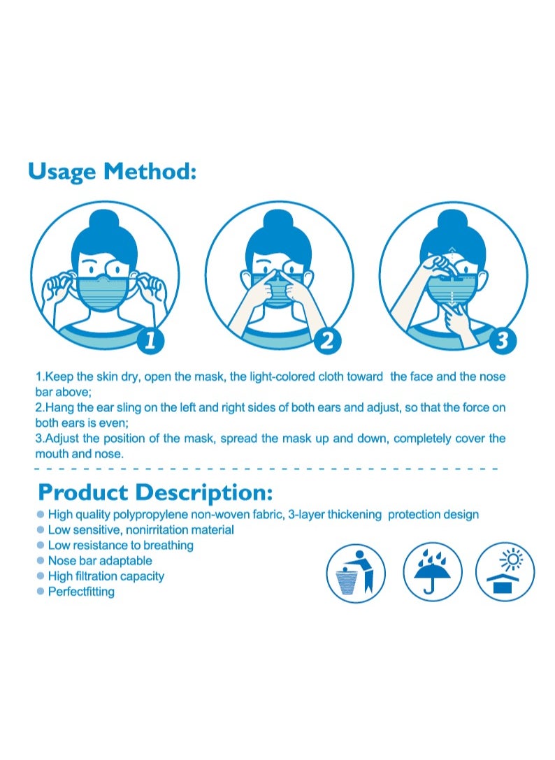 CAREMED Medical Face Mask 3Ply, Elastic Earloop, 50 Piece (Ultimate Protection Stay Safe Against Airborne Particles and Germs) Pack of 6  - Image 5