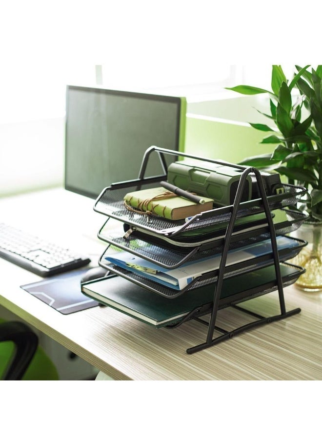 Office Set Accessories Document Paper Desk Organizes Tray Storage File, Custom File Holder Usign File Tray,4 Tier Paper File Tray - Image 5
