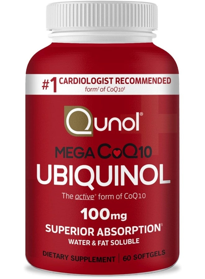 Qunol Mega CoQ10 Ubiquinol, 100 mg, 60 Softgels - Image 1