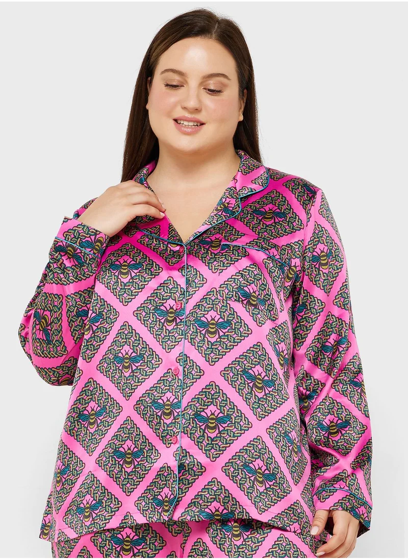 CHELSEA PEERS Printed Shirt & Pyjama Set