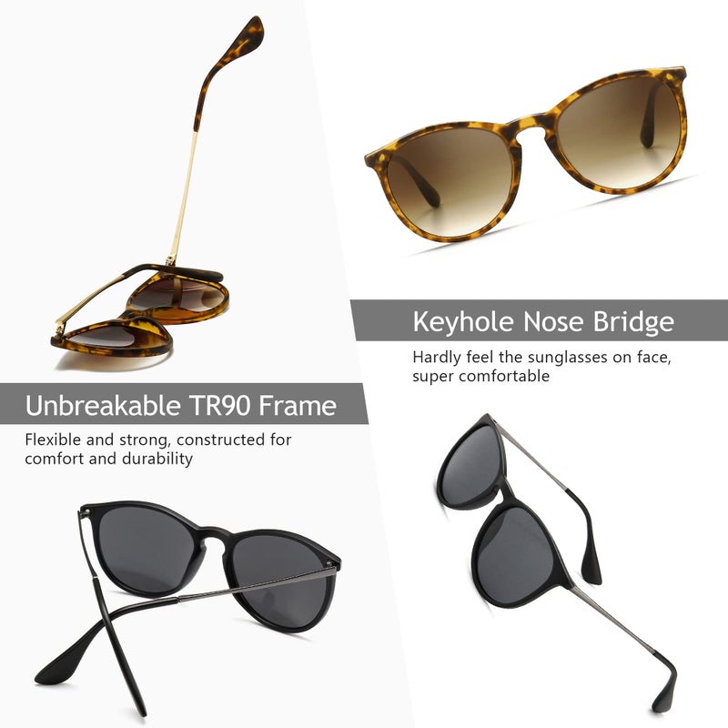 SUNGAIT Premium Vintage Round Sunglasses for Women Men Classic Retro Trendy Style - Image 4