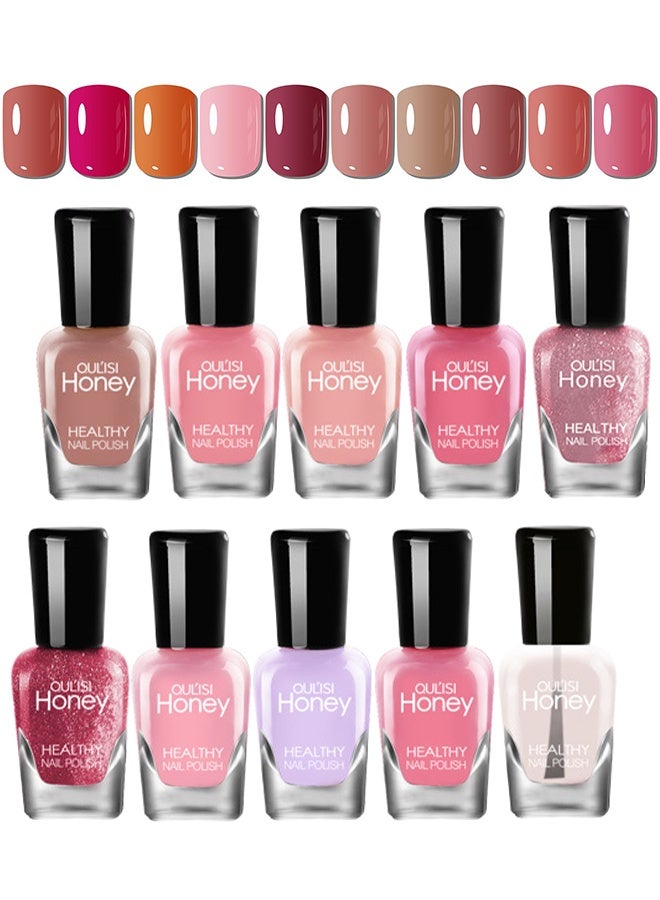 OULISI 10 Bottles Easy Peel Off Nail Polish Set, Non-Toxic Water Based Quick Dry Nail Polish Set Organic And All-Natural Nail Polish, Non Toxic Nail Polish Set, Easy Peel Off Fast Dry Nail Polish Set For Women And Girls - Image 1