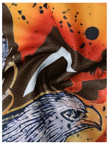 WDIRARA Men's Eagle Letter Graphic Street T Shirt Oversized Short Sleeve Crewneck Tee Top Coffee Brown Medium - Image 3