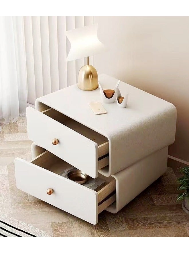 فاشون هوم تصميم حديث 360 درجة طاولة سرير خشبية قابلة للتدوير مع 2 أدراج طاولة جانبية قوية من الخشب الصلب لغرفة نوم غرفة المعيشة 50x40x48 سم - Image 2