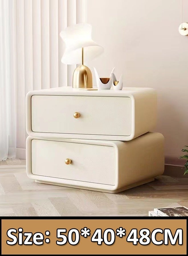 فاشون هوم تصميم حديث 360 درجة طاولة سرير خشبية قابلة للتدوير مع 2 أدراج طاولة جانبية قوية من الخشب الصلب لغرفة نوم غرفة المعيشة 50x40x48 سم - Image 5