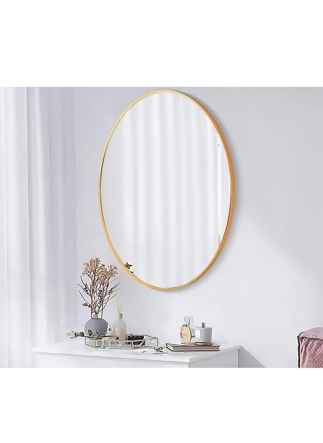 ATM - Oval Shaped Wall Mounted Hanging or Against Wall Golden Frame Dressing Make-up Mirrors for Entryway Bedroom and Bathroom - Image 1