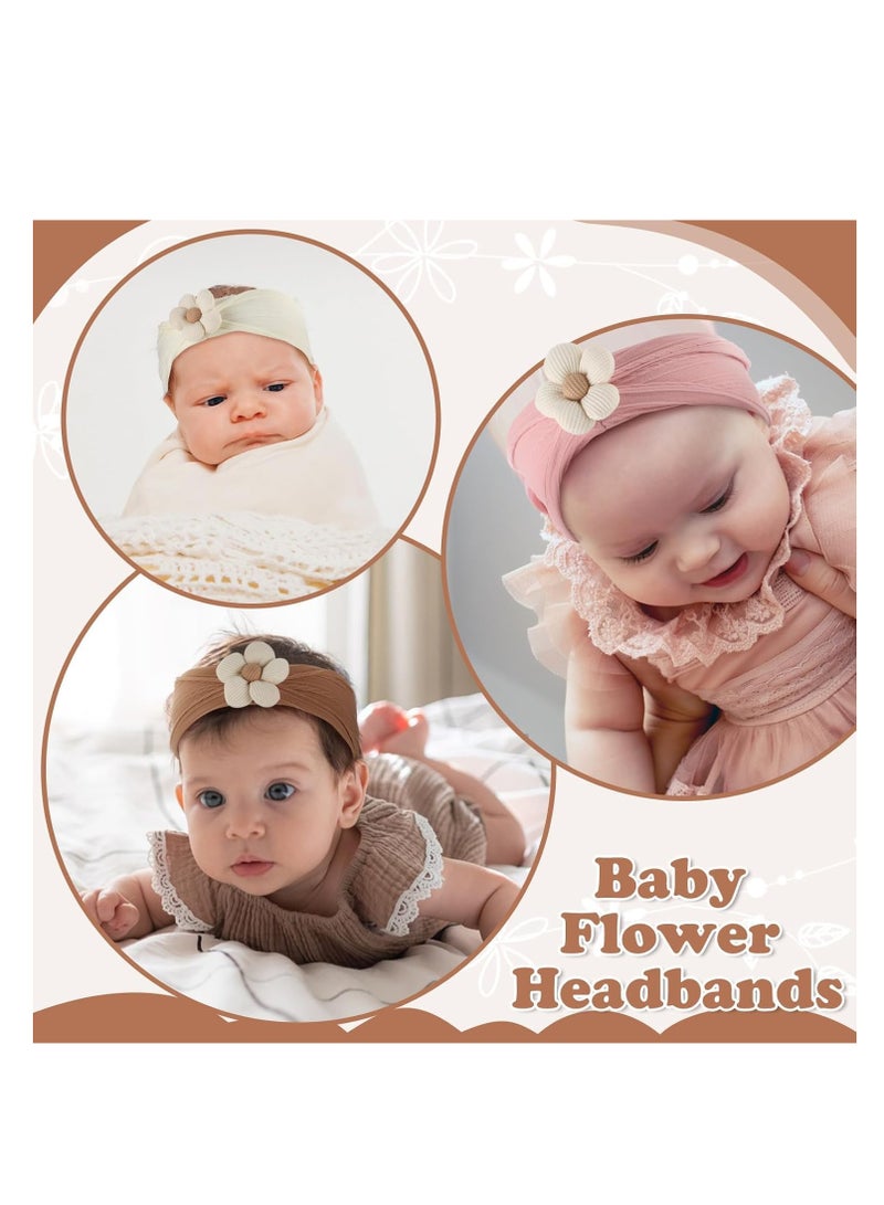 FengSVMA 5 Pcs Baby Flower Headbands – Nylon Headbands for Baby Girls,Handmade Soft Hair Accessories for Newborns, Infants, & Toddlers - Image 2