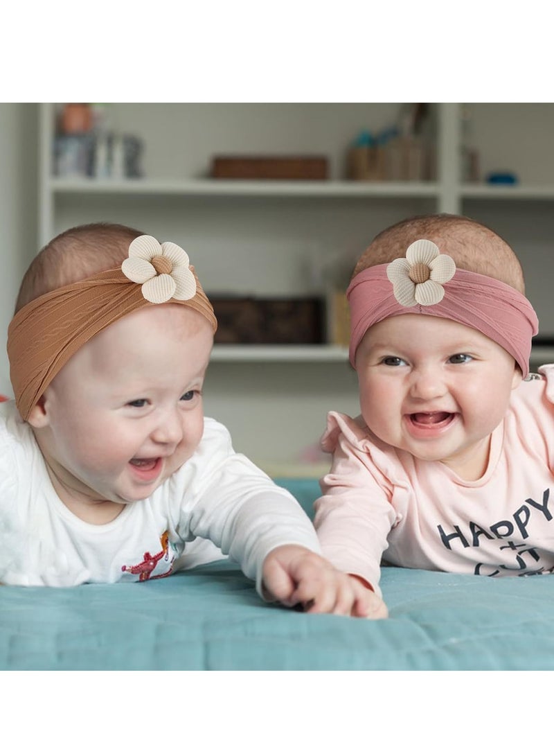 FengSVMA 5 Pcs Baby Flower Headbands – Nylon Headbands for Baby Girls,Handmade Soft Hair Accessories for Newborns, Infants, & Toddlers - Image 3