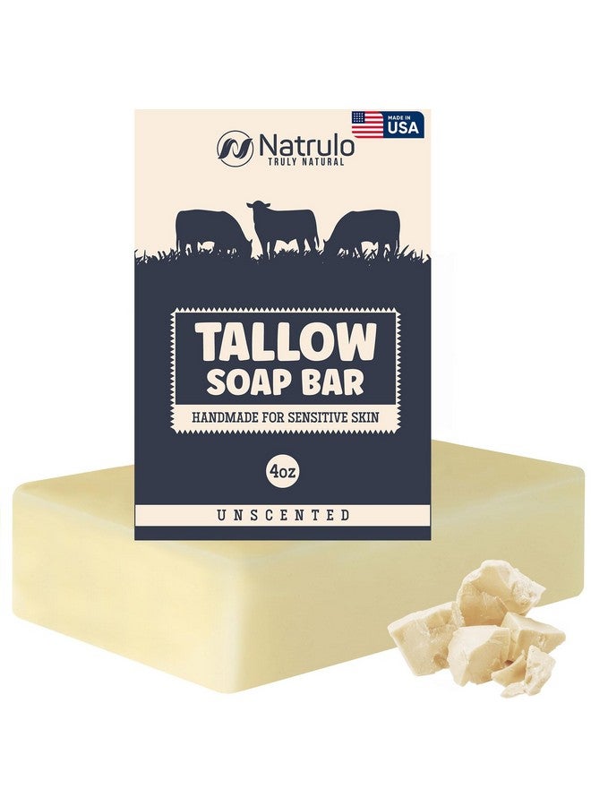 Natrulo Beef Tallow Soap Bar - All Natural Grass Fed Tallow Soap Unscented - Moisturizing Face & Body Wash Great for Eczema, Dry, Itchy, Sensitive Skin - Handcrafted Bath Soap for Adults, Kids, Made in USA - Image 1