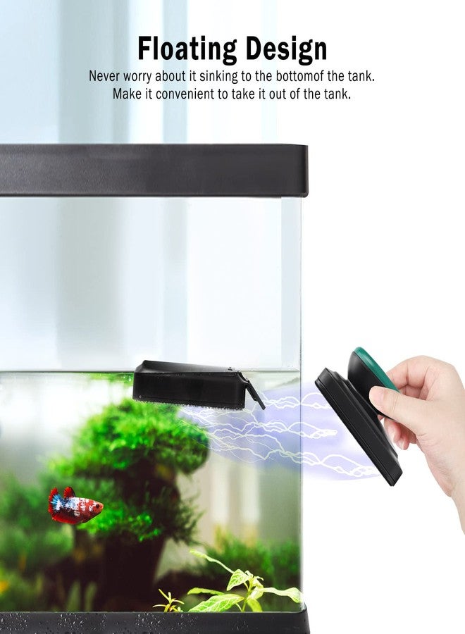 AQQA Aquarium Strong Magnetic Cleaner Brush, Fish Tank Glass Algae Magnet Cleaning Tool Floating Cleaner Scrubber Brush with 2 Detachable Scraper (Green,M) - Image 5
