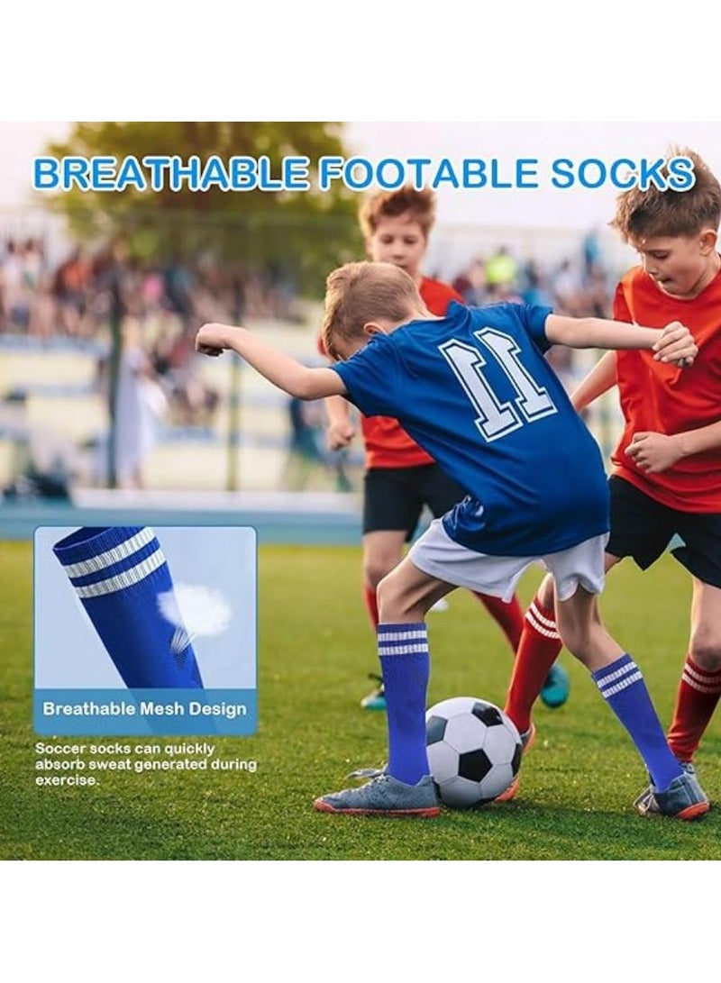 Oasisgalore 3 Pairs Kids Striped Soccer Socks - Knee-High Sports Socks for Boys & Girls (6-12 Years) - Image 5