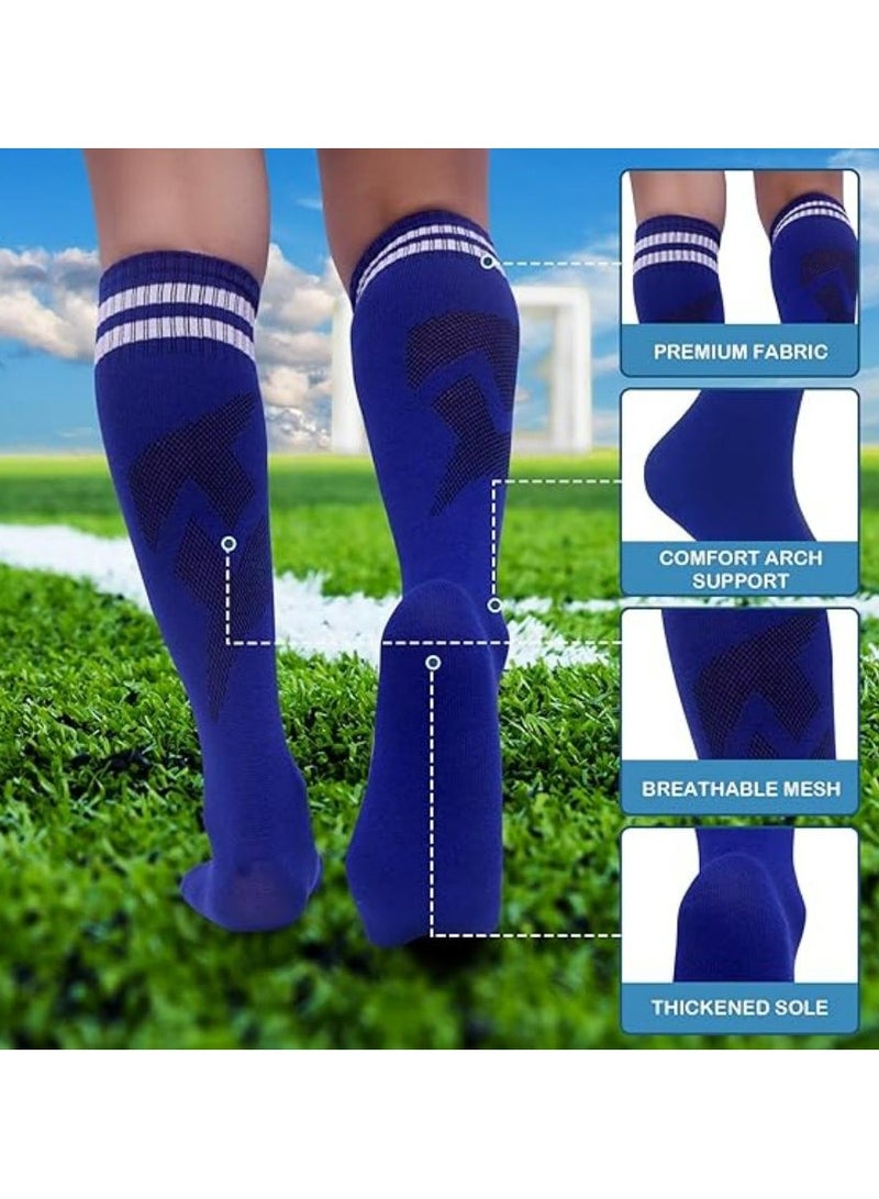 Oasisgalore 3 Pairs Kids Striped Soccer Socks - Knee-High Sports Socks for Boys & Girls (6-12 Years) - Image 3