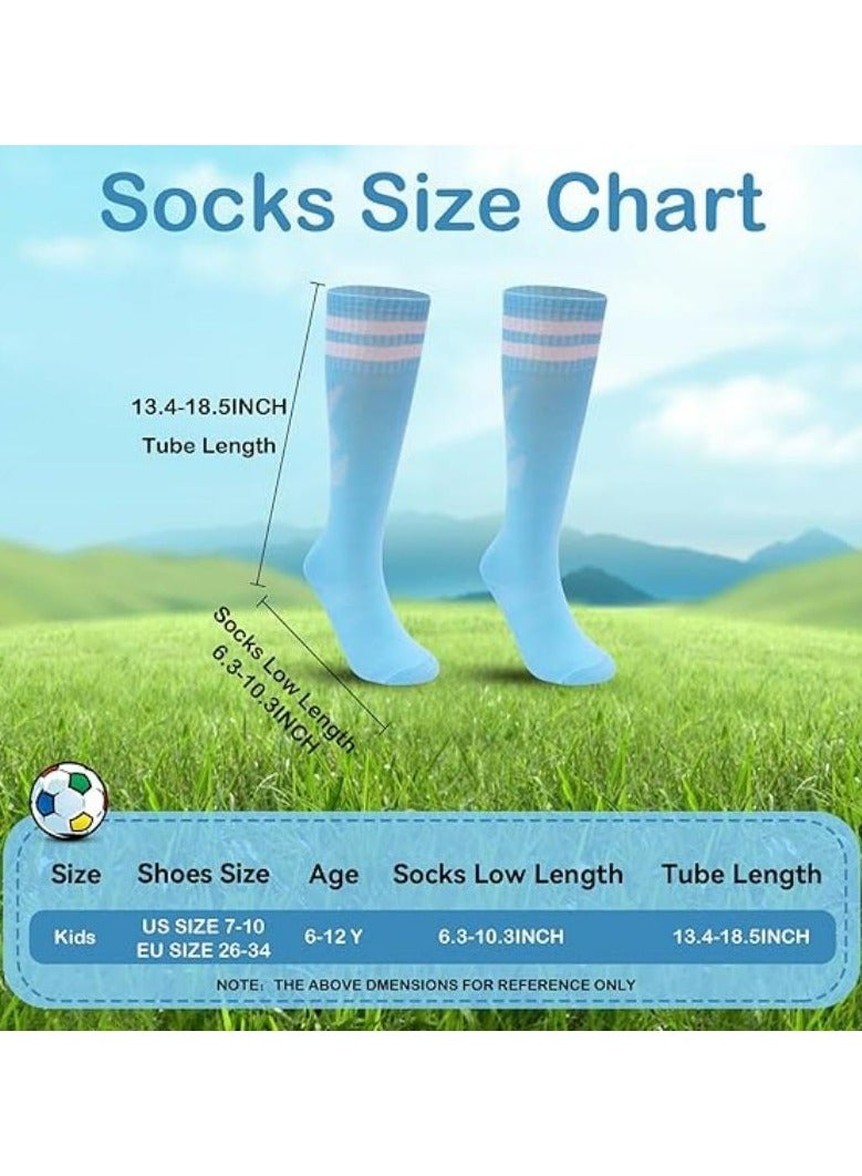 Oasisgalore 3 Pairs Kids Striped Soccer Socks - Knee-High Sports Socks for Boys & Girls (6-12 Years) - Image 2