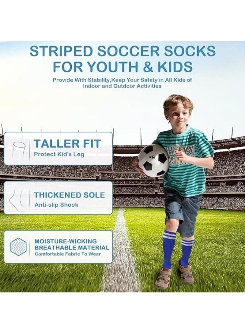 Oasisgalore 3 Pairs Kids Striped Soccer Socks - Knee-High Sports Socks for Boys & Girls (6-12 Years) - Image 4