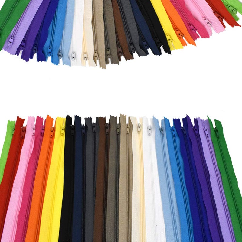 Renashed 100Pcs 9Inch Nylon Coil Zippers Bulk for Tailor Sewer Sewing Crafts Crafters Specia Mix Color