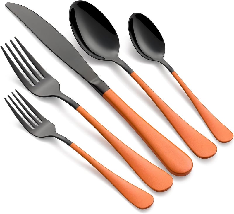 Onlycooker 20Piece Pink and Black Stainless Steel Silverware Set  Dinner Knives Forks Spoons  Dishwasher Safe - Image 1