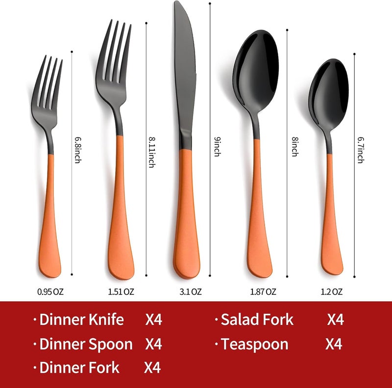 Onlycooker 20Piece Pink and Black Stainless Steel Silverware Set  Dinner Knives Forks Spoons  Dishwasher Safe - Image 2